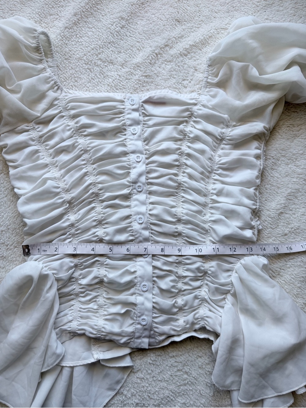 Elegant White Ruched Women's Top - Picture 6 of 10